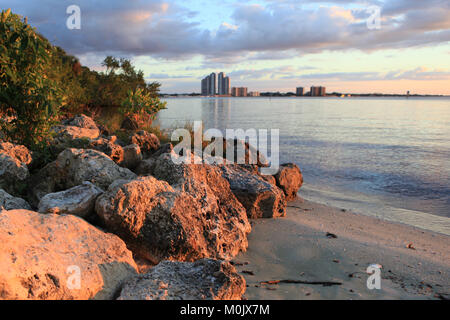 Fort Myers as seen from the water's edge of North Shore Park in North Fort Myers, Florida, © Katharine Andriotis Stock Photo