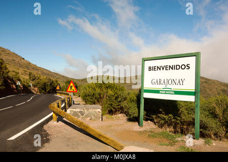 Laurel forest on La Gomera, Canary islands and the entrance to the Garajonay National Park. Stock Photo