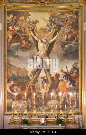 Crucifixion of Saint Andrew by Mattia Preti (1650-51) - Sant'Andrea della Valle - Rome Stock Photo