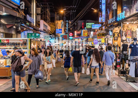 TAICHUNG, TAIWAN - JULY 18: This is a street in Fengjia night market the largest night market in Taiwan which is popular with tourists and locals on J Stock Photo