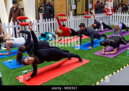 People exercising at King's Cross station in London, England, United Kingdom, UK Stock Photo