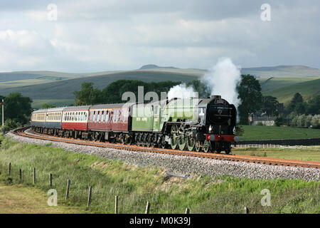 A1 Steam Locomotive Tornado with a Carlisle to Crewe Railtour - Hellifield, Yorkshire, United Kingdom - 24th June 2010 Stock Photo