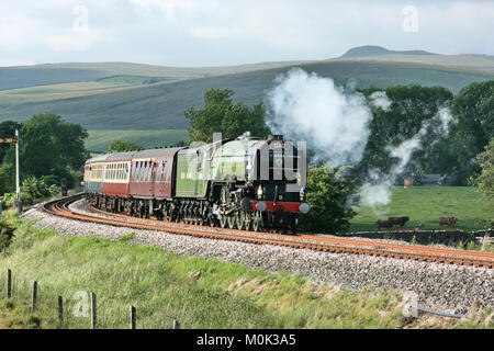 A1 Steam Locomotive Tornado with a Carlisle to Crewe Railtour - Hellifield, Yorkshire, United Kingdom - 24th June 2010 Stock Photo