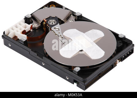 Destroying data from hard disk - conceptual photo. On white background Stock Photo