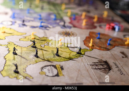 Risk is a popular strategy board game invented in 1957 by French filmmaker Albert Lamorisse. Stock Photo