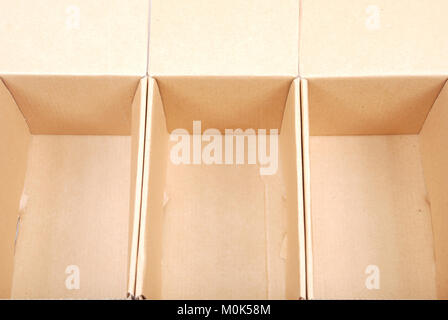 Close-up of three open cardboard boxes Stock Photo