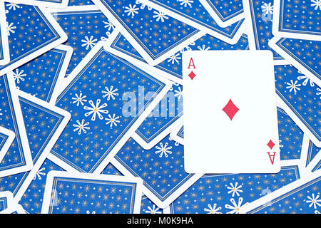 Playing cards ace of diamond close up Stock Photo