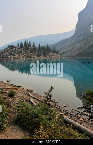 View over the glacial Lake Moraine, Banff national Park, UNESCO World Heritage Site, Rocky Mountains, Alberta, Canada. Stock Photo