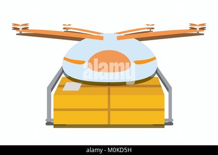 modern delivery of the package by flying drone vector illustration ...