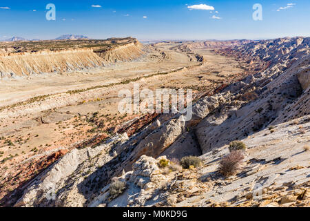 Expansive view of the Waterpocket Fold from the Strike Valley Overlook in Capitol Reef National Park, Utah. Stock Photo