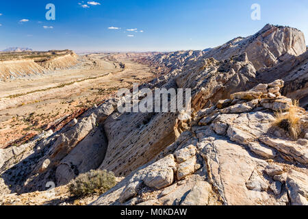 Expansive view of the Waterpocket Fold monocline from the Strike Valley Overlook in Capitol Reef National Park, Utah. Stock Photo