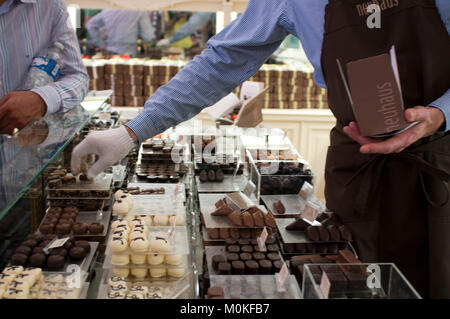Chocolaterie Neuhaus confectionery inside Galeries Royales Saint-Hubert Arcade Brussels Belgium Stock Photo