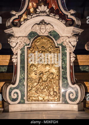 Detail of a tabernacle in a Catholic church in which are preserved the consecrated hosts after the Eucharistic celebration. Stock Photo