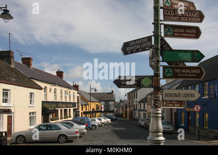 Market Street in Carlingford - a main street at the centre of the medieval town on the Cooley Peninsula in County Louth, Ireland. Stock Photo