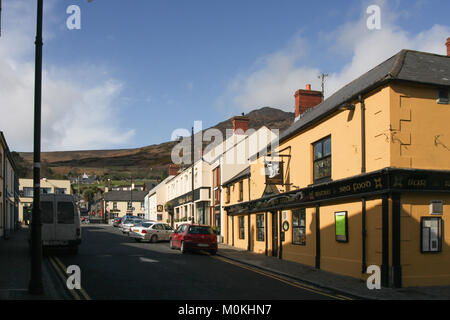 Market Street in Carlingford - the centre of Carlingford, a medieval town on the Cooley Peninsula in County Louth, Ireland. Stock Photo