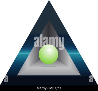 minimalistic abstraction from a green ball and a triangle design business logo Stock Vector