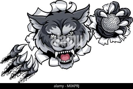 Wolf Golf Mascot Breaking Background Stock Vector