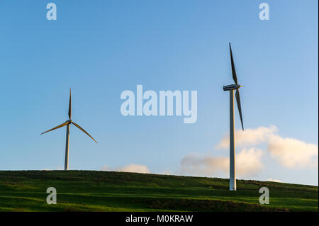 Coomatallin Wind Farm near Dunmanway, West Cork, Ireland with copy space. Stock Photo