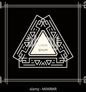 Vintage triangular geometric frame on black background Stock Vector