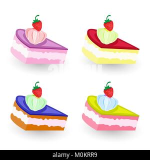 Tasty pieces cakes. Colored icons set , vector image Stock Vector