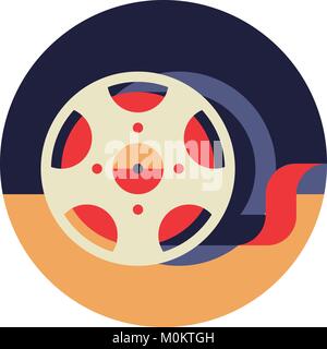 Film Bobbin Icon in Flat Style Stock Vector