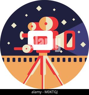 Movie Camera Icon in Flat Style Stock Vector