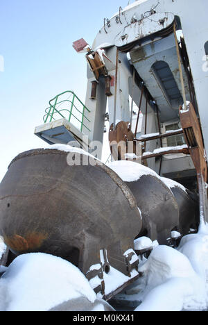 Excavation shell. Dredging ship Stock Photo