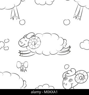 Sheep flying in the clouds Stock Vector