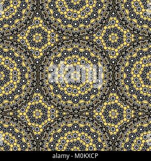 Seamless repeating pattern of colored mandalas Stock Photo