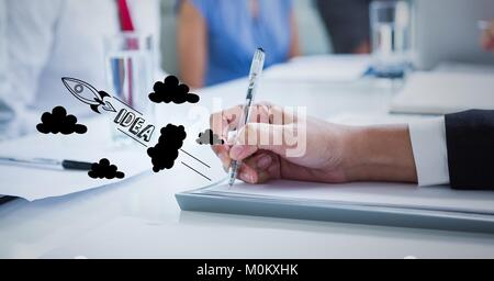 Hand writing with graph overlays Stock Photo