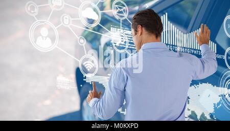 Man touching user icon interface Stock Photo