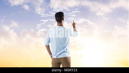 Man touching sky word interface Stock Photo
