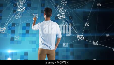 Man touching email web connections Stock Photo