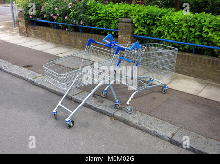 Discarded supermarket trollies  in London, England, Britain Stock Photo