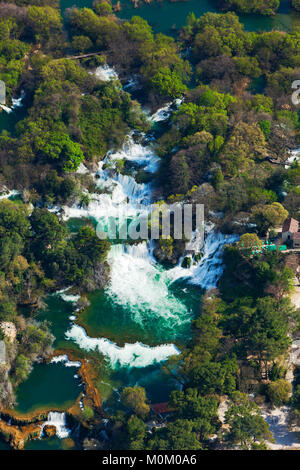 Aerial view of Skradinski buk waterfall in Krka National Park, Croatia Stock Photo