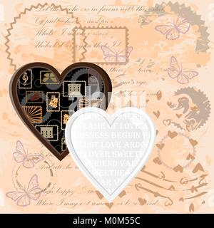 Black and white hearts on a vintage background Stock Vector