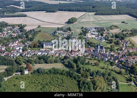 France,Indre et Loire,Montresor,labelled Les Plus Beaux Villages de France (The Most Beautiful Villages of France) (aerial view) Stock Photo
