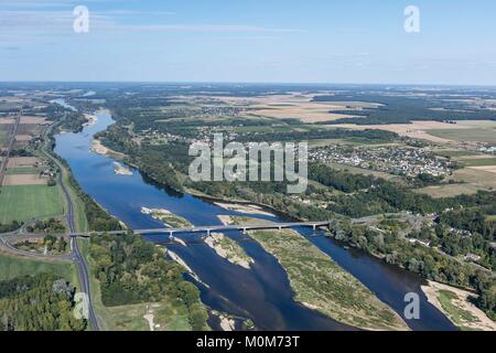 France,Indre et Loire,Loire valley listed as World Heritage by UNESCO,Amboise,the Loire river (aerial view) Stock Photo