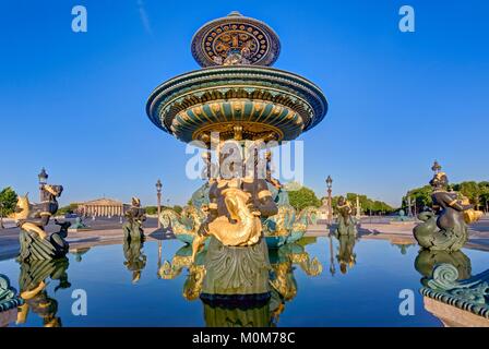 France,Paris,area protected by UNESCO,Concorde square,the fountain of the Seas by Jacques Hittorf Stock Photo