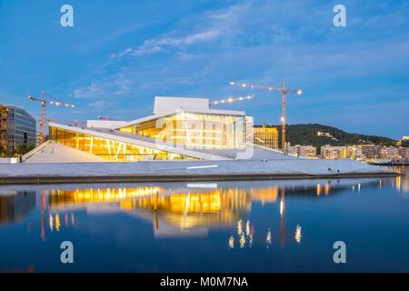 Norway,Oslo,Bjorvika Dock District,Opera House by architect Tarald Lundevall Stock Photo