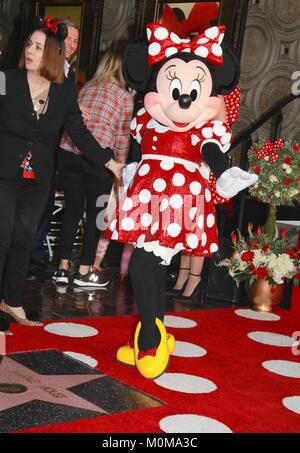 Hollywood, California, USA. 22nd Jan, 2018. Disney's Leading Lady Minnie Mouse Celebrates Her 90th Anniversary With Star On The Hollywood Walk Of Fame .6834 Hollywood Boulevard in front the El Capitan Theatre, Hollywood, CA, USA.01/22/2018.MINNIE MOUSE . © Clinton H.Wallace/Photomundo International/ Photos Inc Credit: Clinton Wallace/Globe Photos/ZUMA Wire/Alamy Live News Stock Photo