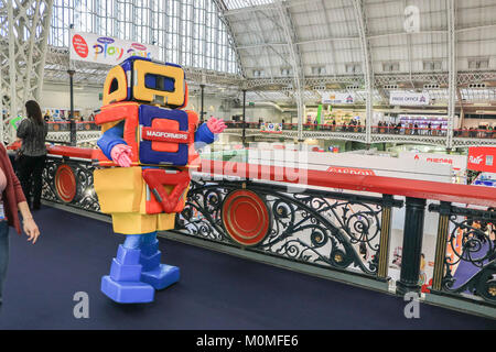 London, UK. 23rd Jan, 2018. The 65th annual toy fair organized by the British Toy and Hobby Associaiton opens at London Olympia showcasing more than 260 brands and products from UK and International toy manufacturers Credit: amer ghazzal/Alamy Live News Stock Photo