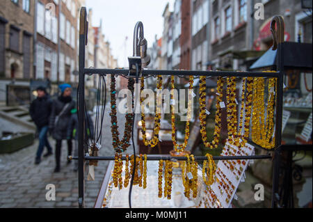 Gdansk, Poland. 23rd Jan, 2018. Amber necklaces for sale are seen in Gdansk old town. Credit: Omar Marques/SOPA/ZUMA Wire/Alamy Live News Stock Photo