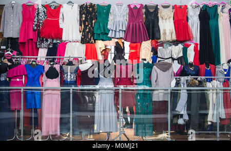Gdansk, Poland. 23rd Jan, 2018. Dozens of dresses for sale are seen at Hala Targowa in Gdansk. Credit: Omar Marques/SOPA/ZUMA Wire/Alamy Live News Stock Photo