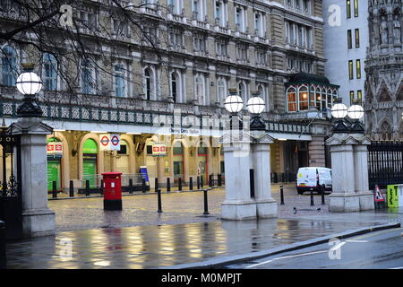 Charing Cross railway station in central London remains closed after some 1,450 people were evacuated from a nightclub and a hotel following a leak from a gas main. Stock Photo