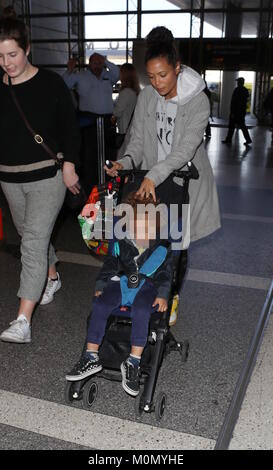 Thandie Newton and her son Booker arrive at Los Angeles International (LAX) Airport  Featuring: Thandie Newton, Booker Parker Where: Los Angeles, California, United States When: 22 Dec 2017 Credit: WENN.com Stock Photo