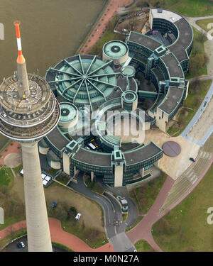 State parliament, state administration, regional government, television tower, Rhine, aerial, Düsseldorf, Rhineland, North Rhine-Westphalia, Germany,  Stock Photo