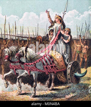 Boudica or Boudicca. Illustration titled Boadicea and her Army by Joseph, 1868 Stock Photo