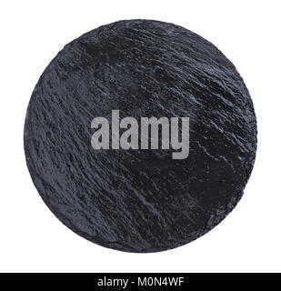 Round slate plate isolated on white background Stock Photo