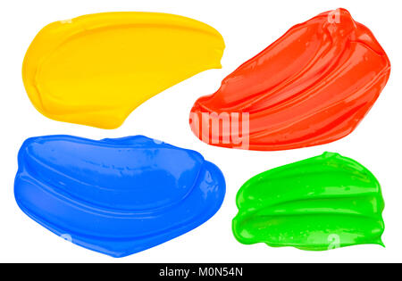 Colorful hand drawn brush strokes isolated on white background Stock Photo